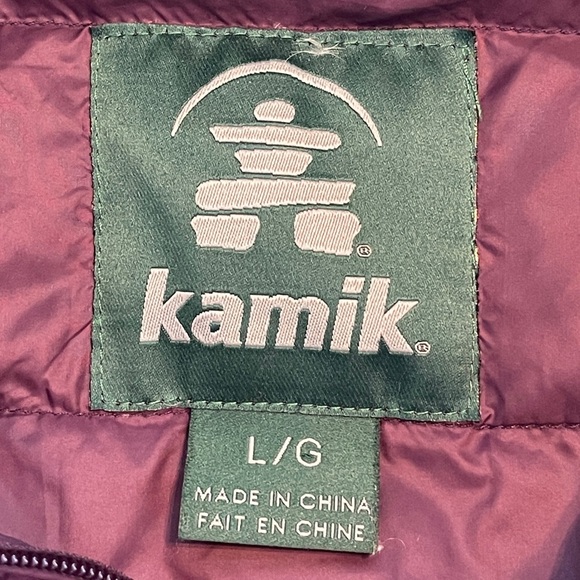 Kamik Caia Down Parka 550 Down Fill Puffer Jacket Size L Plum Hooded Long EUC - Picture 8 of 10